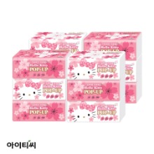 헬로키티 3겹 팝업 미용티슈 벚꽃 에디션(110매) 3입X4팩(12개입)